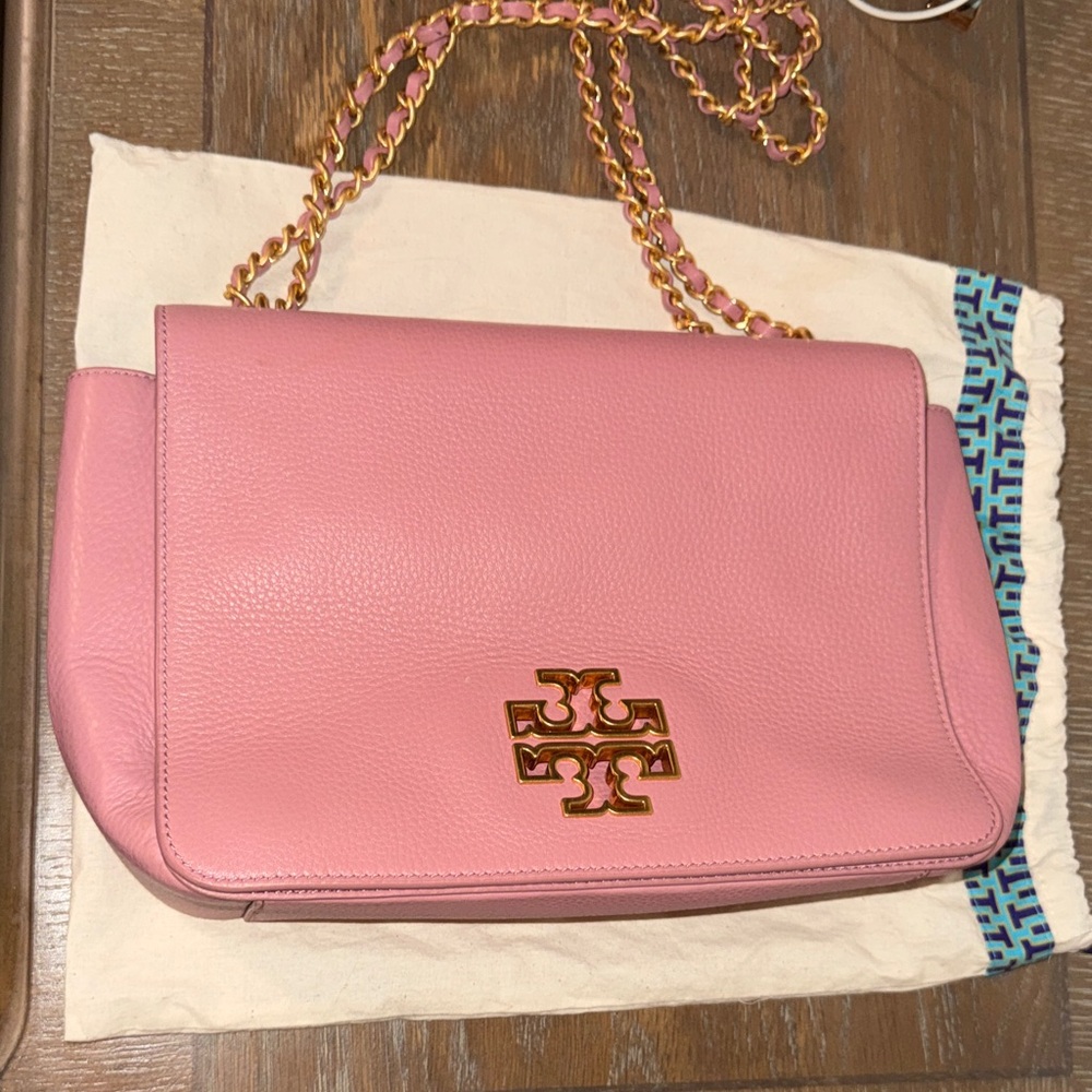 Tory Burch Blush Pink Shoulder Bag with Gold Chain